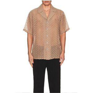 SIEDRES X Fwrd Resort Collar Short Sleeve Linen Shirt Milky Brown